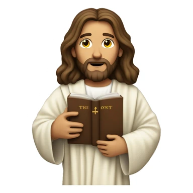 Jesus Christ holding an open Bible sticker