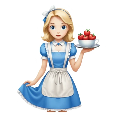 Alice in Wonderland curtseying in her blue dress with white apron sticker