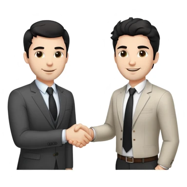 Professional 35-year-old man with black wavy hair, stubble, strong jawline, white skin tone, wearing smart casual business attire, networking at a business event, shaking hands with another professional, confident approachable expression sticker