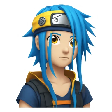 naruto character with extreme long bright blue hair, head band and yellow eyes sticker