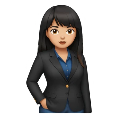 Latina girl with bangs black long hair plus size black blazer working sticker