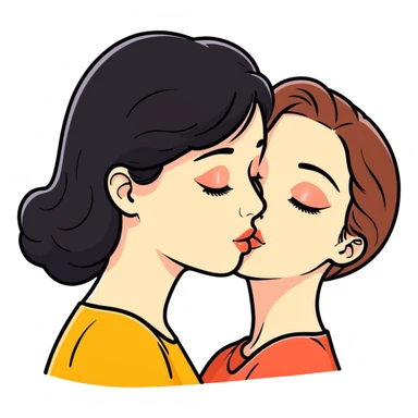 Girl big kiss sticker