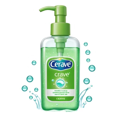 `CeraVe-shaped white rectangular pump bottle with soft green label CeraVe” stripe. Surrounded by floating water bubbles, glowing light particles, and a gentle green mist. Feels like a calm hydration spell in a bottle. Clean, glossy, emoji-style.`magical
 sticker