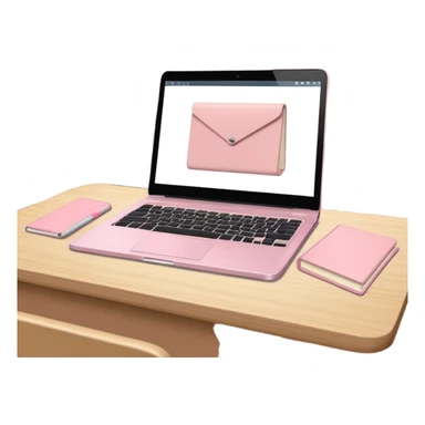University lecture hall with pastel pink notebook and beige laptop open sticker