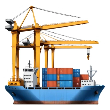 port with industrial cranes sticker