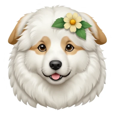 great pyrenees with flower on her ear sticker