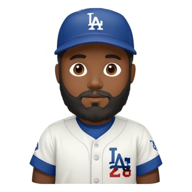 black person with beard in Dodgers baseball uniform sticker