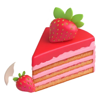 A slice of strawberry cake, burgundy color sticker