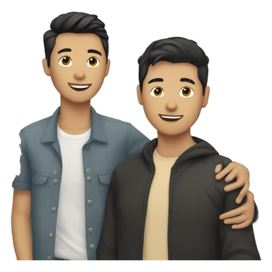 Asian gay couple with black cat sticker