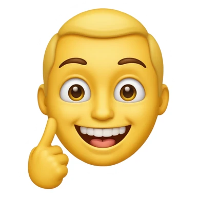 Emoji tête jaune avec un sourire et le doigt sur les dents  sticker