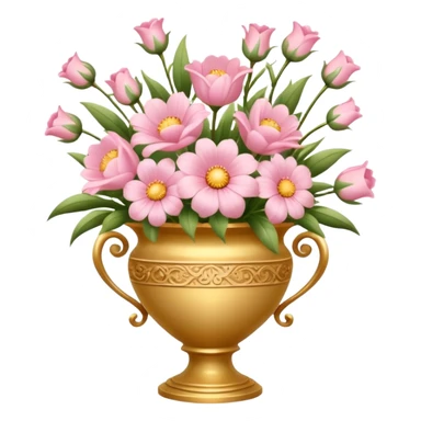 Pastel Pink Flowers Bouquet Golden Huge In a Vase sticker