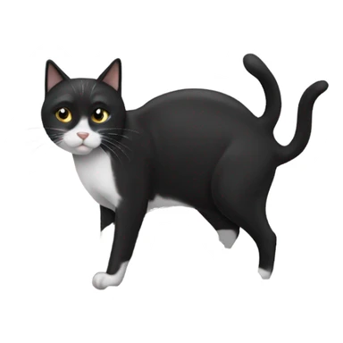 Black and white cat sniffing a pile of poo sticker