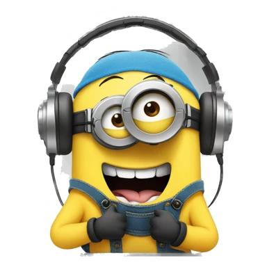 minions wearing headphone partying and smiling sticker