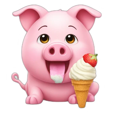 Piggy eating ice cream sticker