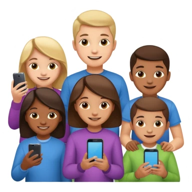 grupo de niños de 12 años con mobiles sticker