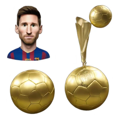 Lionel Messi avec un ballon d'or sticker
