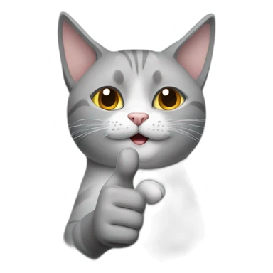 a gray cat saying it's ok with a big thumbs up on his hand sticker