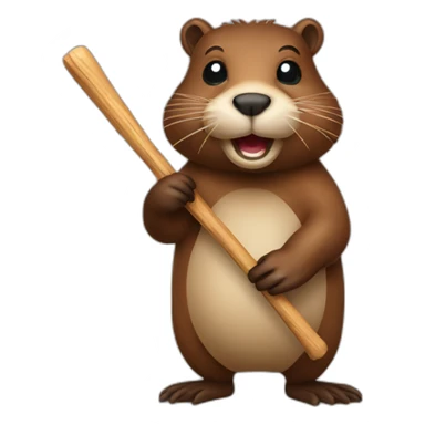 beaver with wood stick  sticker