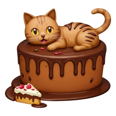 Cat vomiting because of eating cake sticker