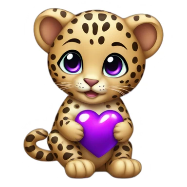 Baby leopard holding a purple heart  sticker
