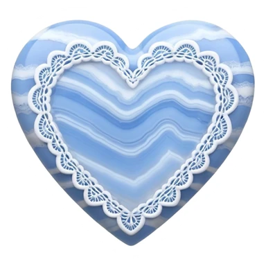 Heart-shaped blue lace agate cabochon with pastel blue and white banded lace-like patterns sticker