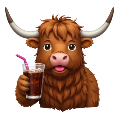 Highland cow drinking Dr Pepper sticker