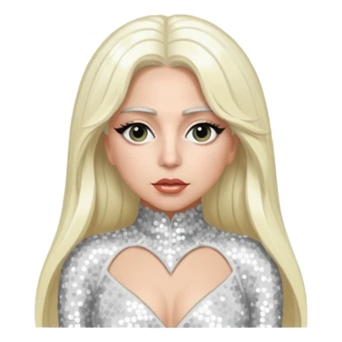 Lady Gaga with long platinum blonde hair, white sequin outfit sticker