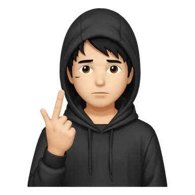 Moreno greñudo con capucha cuba la cara para el dedo del medio hombre pelo negro sticker