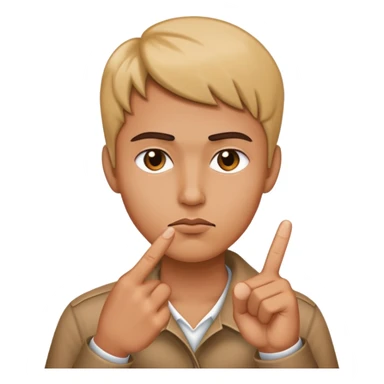 Two fingers pointed touching with pout face sticker