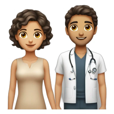 Jewish girl friendship with ophthalmologist tanned skin Arabic boy sticker