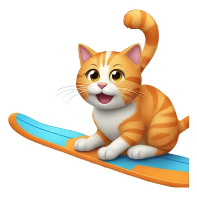 Happy Orange cat with skis sticker