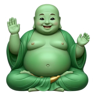 A fat meditating buddha statue jade figure laughing and smiling sticker