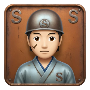 Generate a image combining a japanese guy and the letter "S", make it with correlating the lol's elos, starting from the Iron elo sticker