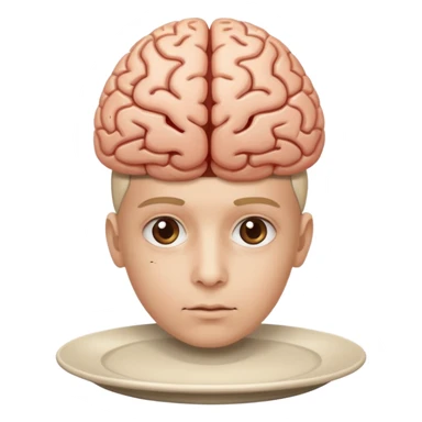 Brain on a plate next to head  sticker