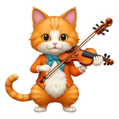 cat play violin, long full body sticker