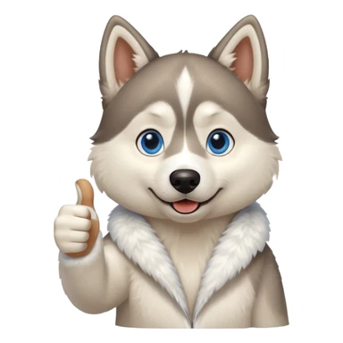 A husky dog with blue eyes doing a thumbs up sticker