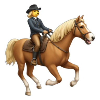 A dog riding a horse sticker