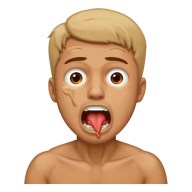 man in distress with mouth open chocking himself sticker