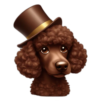 Chocolate poodle with cylinder hat sticker