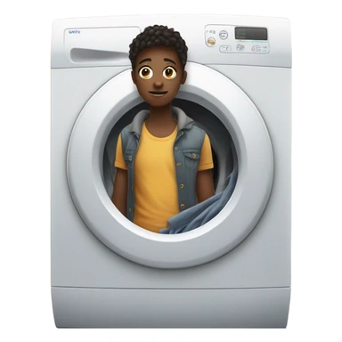 a teenager with a washing machine sticker