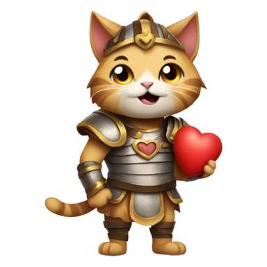 Cat gladiator holding a heart with a laughing crying face {happy}  sticker
