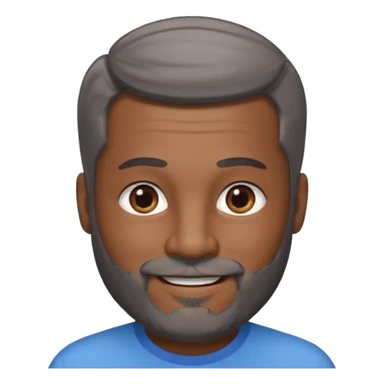 A middle-aged man with a medium black and gray beard, short dark hair cut to the scalp on the sides and combed back on top, blue eyes, smiling, dark skin tone sticker