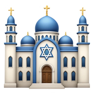 reform jewish synagogue similar in architecture to historical churches (pretty and magnificent), white in color, in ios emoji style sticker