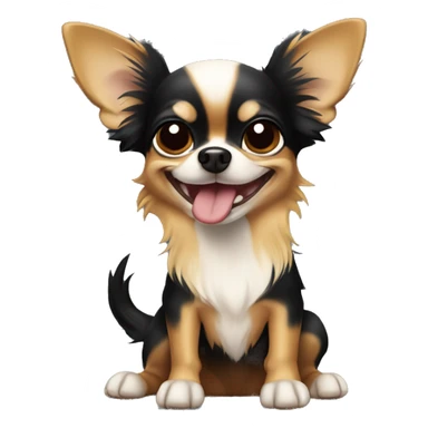black & tan long-haired chihuahua with thumbs up sticker