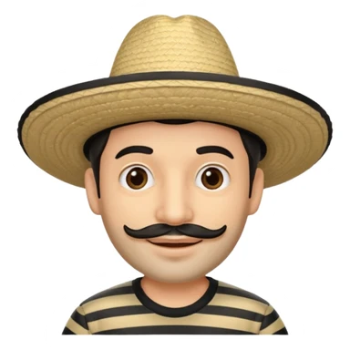 A happy fair skinned Colombian man with minimal facial hair wearing a black and beige stripped Colombian sombrero sticker