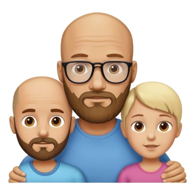 Cool bald dad with beard, who had a blond daughter and brunette son  sticker
