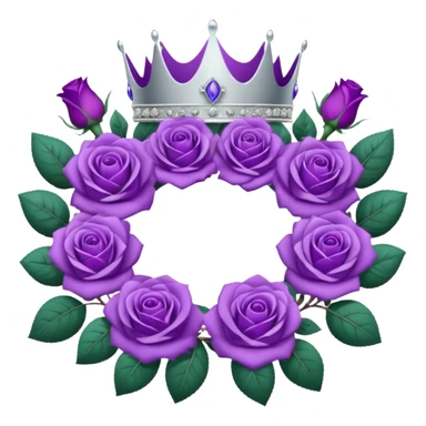 Purple rose with silver tiara and a purple emblem leaf wreath sticker