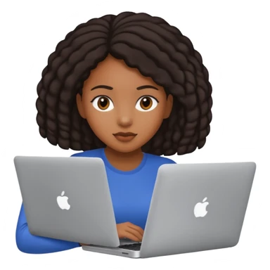 black girl working on a MacBook laptop sticker