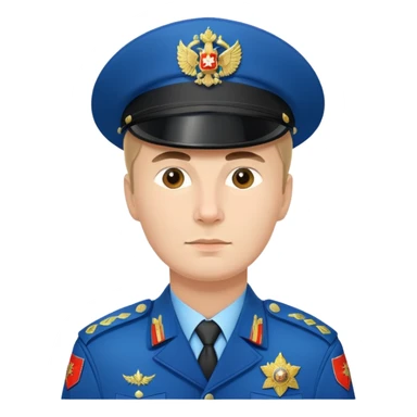 Russian policeman with traditional Russian police hat and uniform sticker