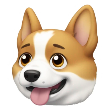 Corgi with droopy ears, teary eyes, and a little cloud above its head, looking heartbroken sticker